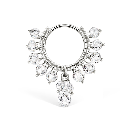 Diamond Coronet with Briolette Hoop Earring