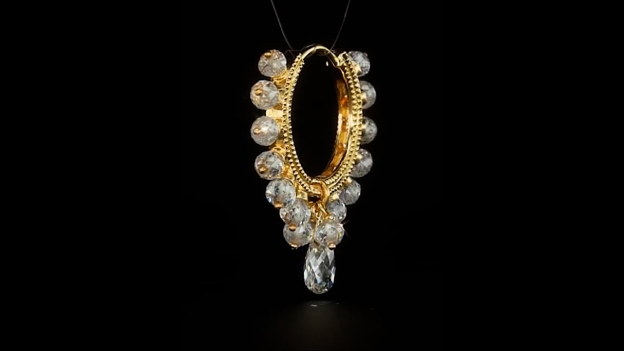 Diamond Coronet with Briolette Hoop Earring