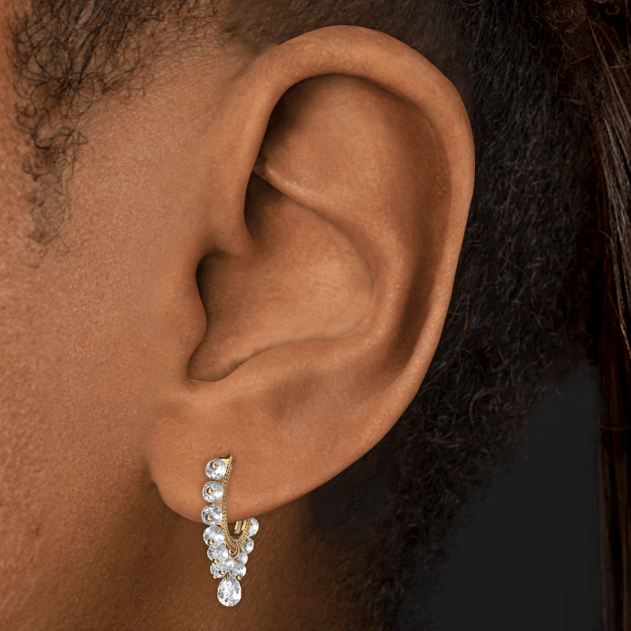 Diamond Coronet with Briolette Hoop Earring