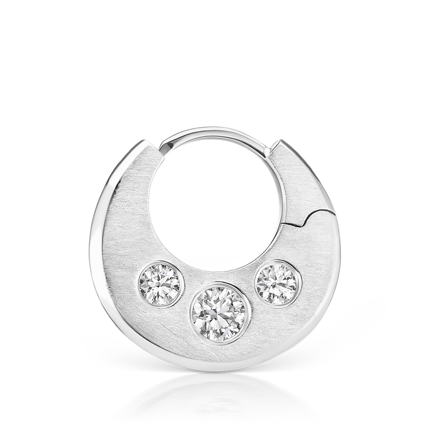 Diamond Crescent Reversible Hoop Earring