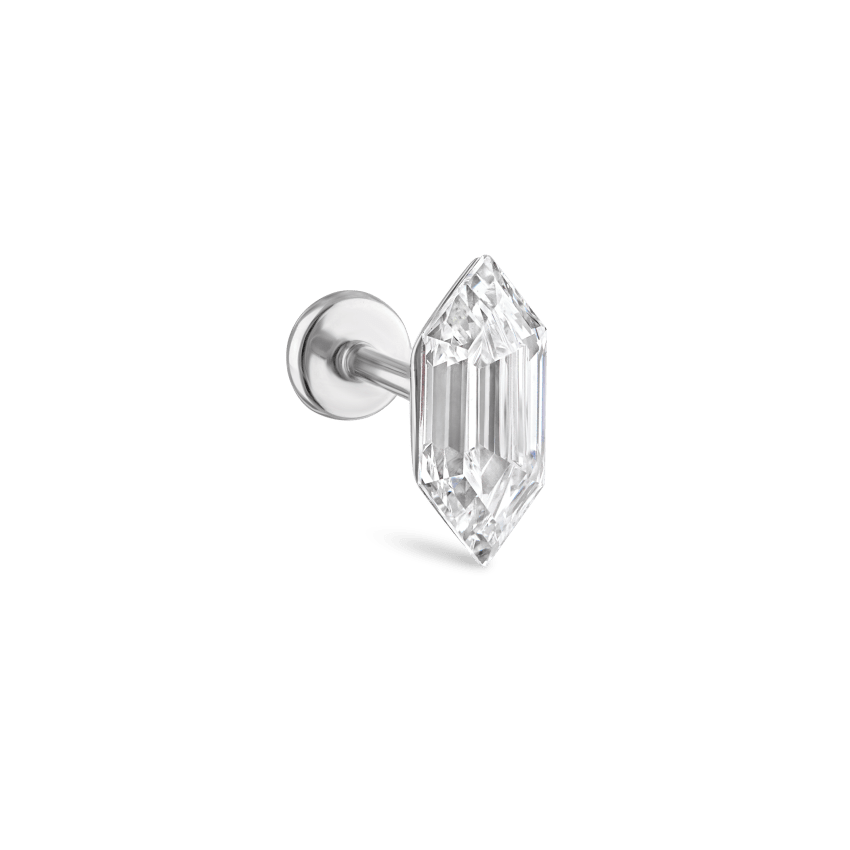 Invisible Set Chevronelle Cut Diamond Threaded Stud Earring With Titanium Backing