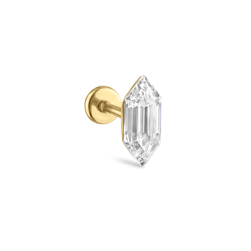 Invisible Set Chevronelle Cut Diamond Threaded Stud Earring With Titanium Backing