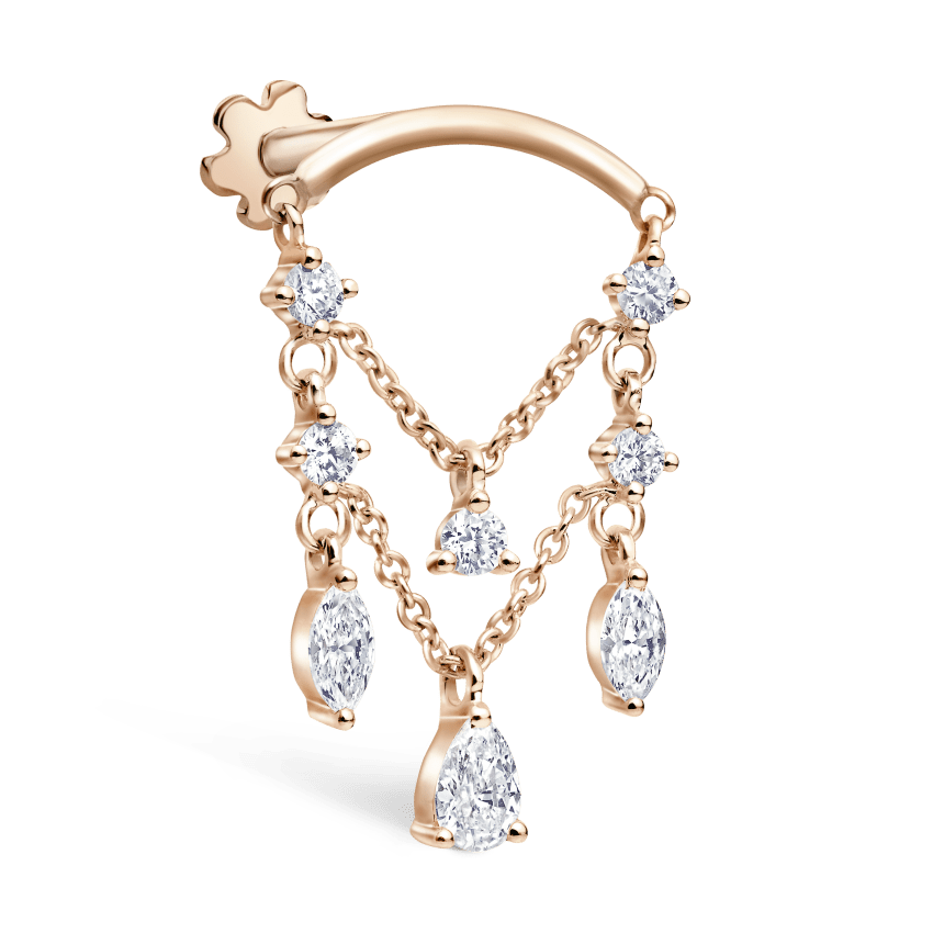 Diamond Drape Chandelier Threaded Stud Earring