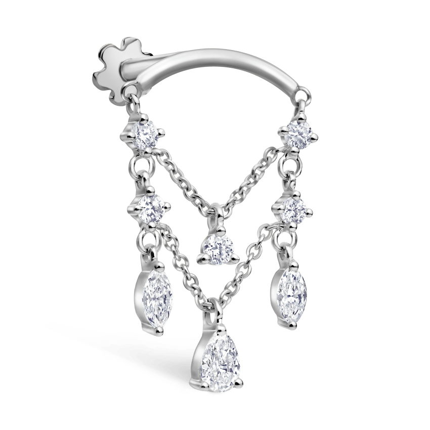 Diamond Drape Chandelier Threaded Stud Earring