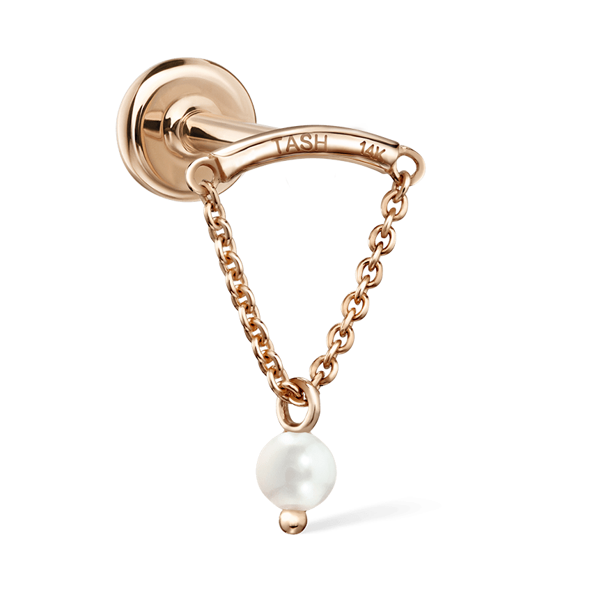Pearl Drape Threaded Stud Earring