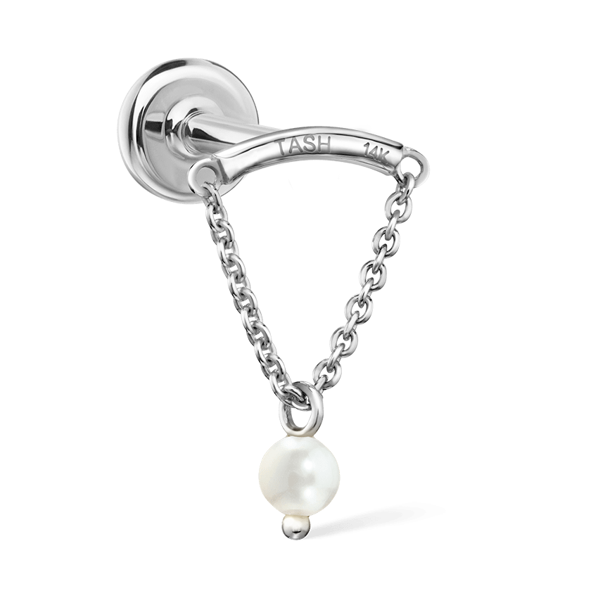 Pearl Drape Threaded Stud Earring