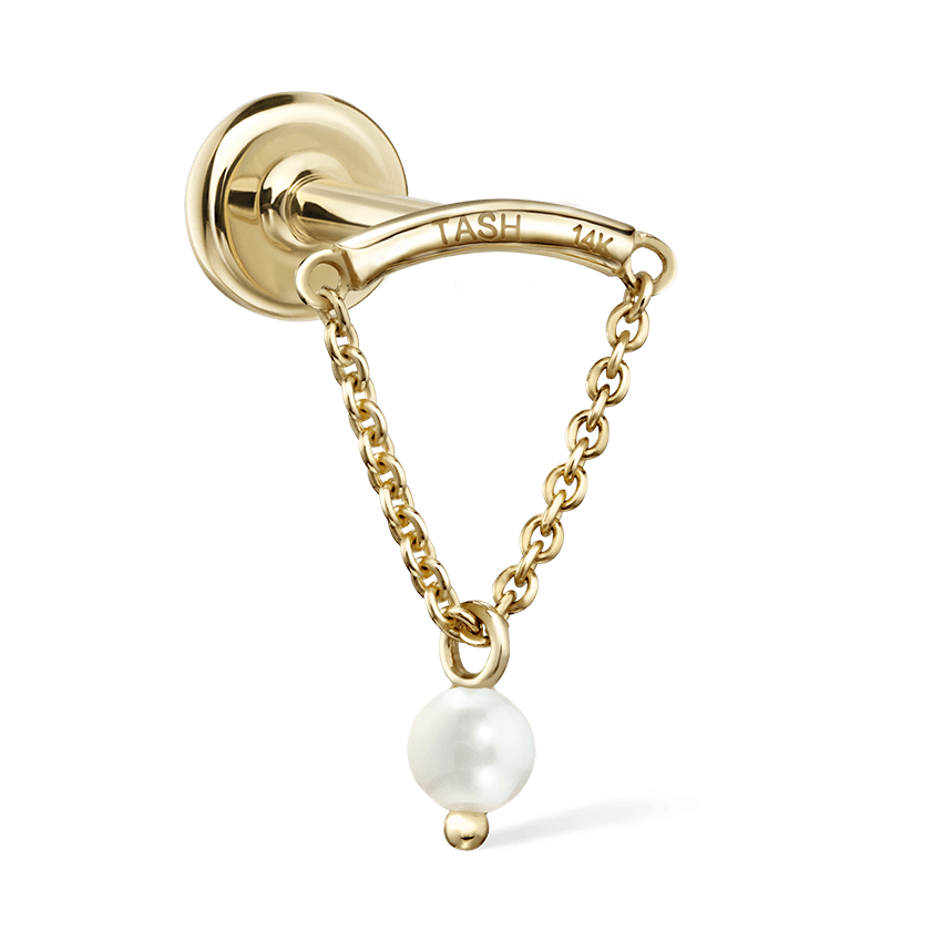 Pearl Drape Threaded Stud Earring With Titanium Backing