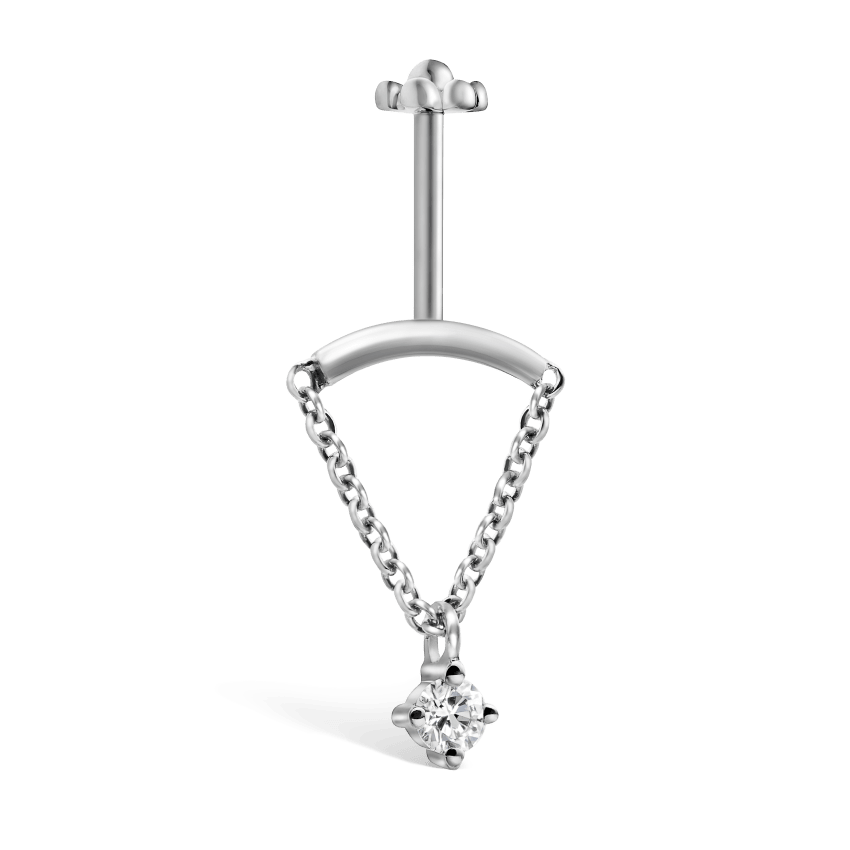 Prong Set Diamond Drape Threaded Stud Earring With Titanium Backing