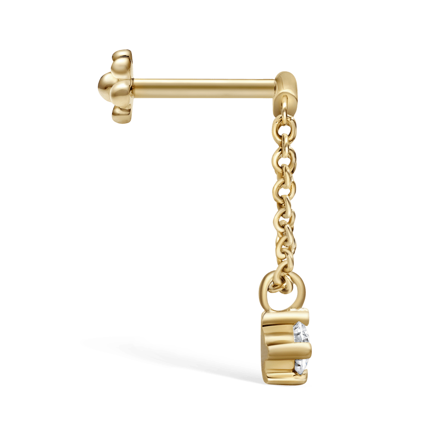 Prong Set Diamond Drape Threaded Stud Earring With Titanium Backing