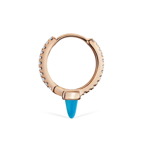 Single Short Turquoise Spike Diamond Eternity Hoop Earring