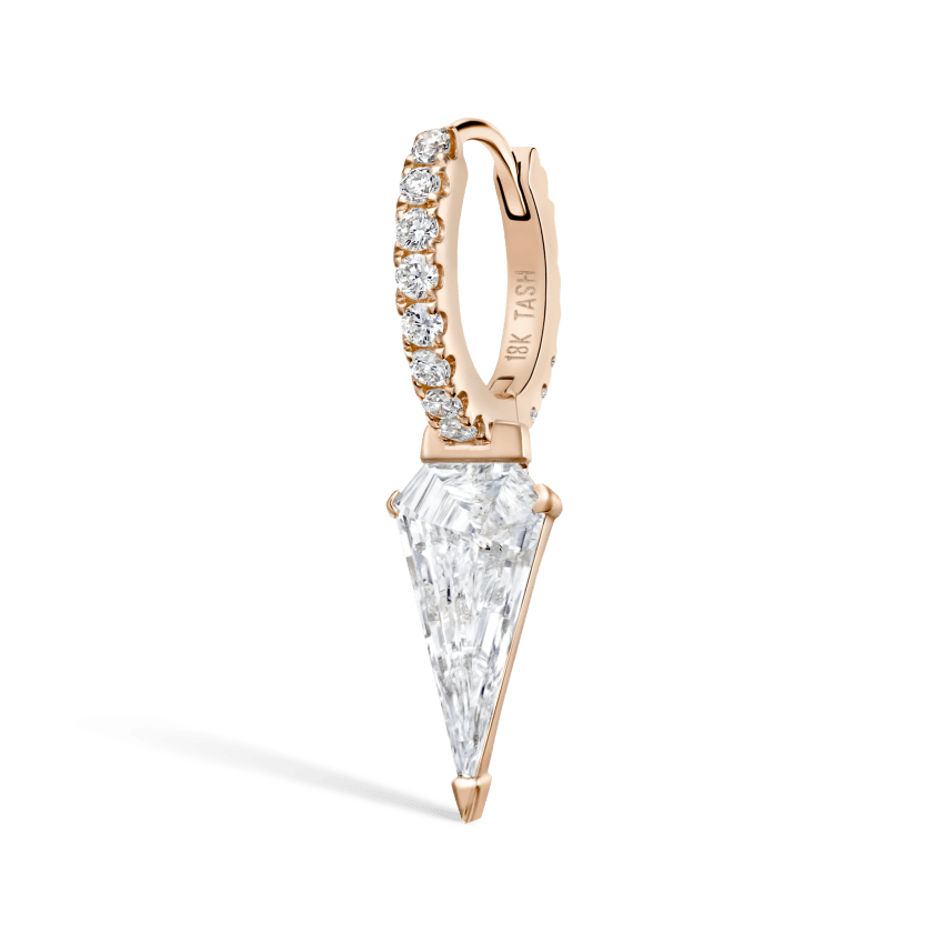 Silhouette Diamond Long Spike Eternity Hoop Earring
