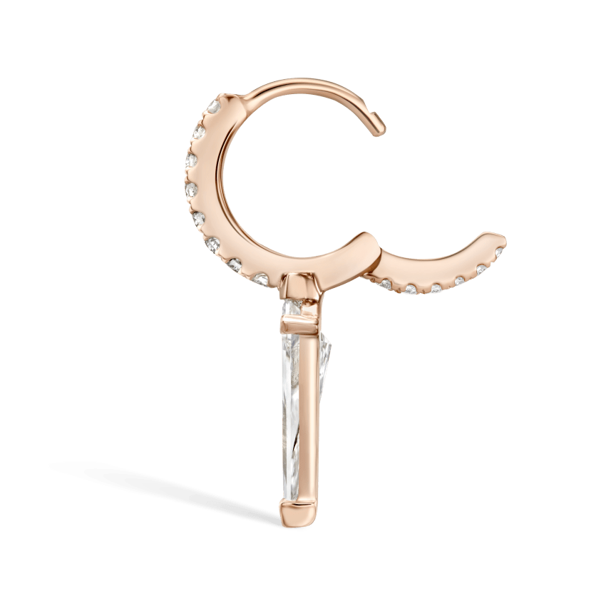 Silhouette Diamond Long Spike Eternity Hoop Earring