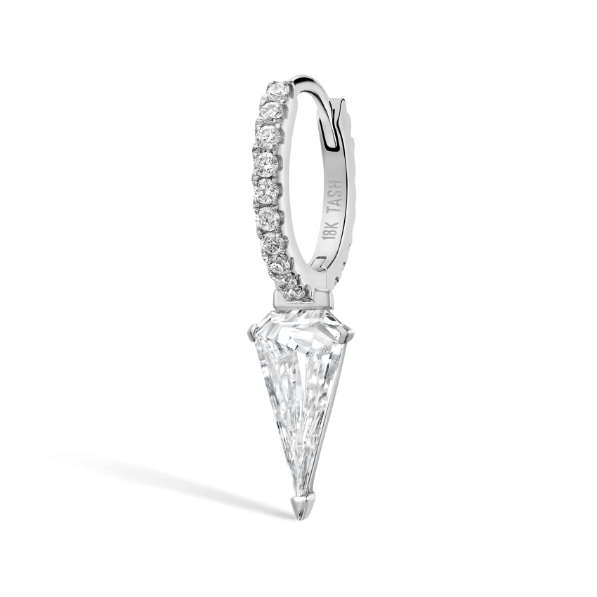 Silhouette Diamond Long Spike Eternity Hoop Earring