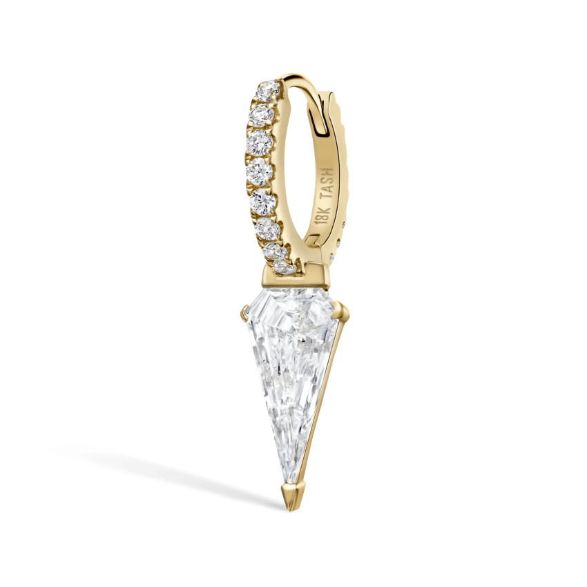 Silhouette Diamond Long Spike Eternity Hoop Earring