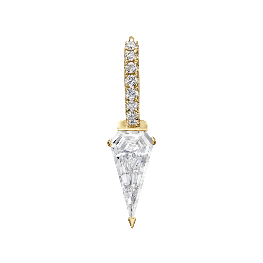 Silhouette Diamond Long Spike Eternity Hoop Earring