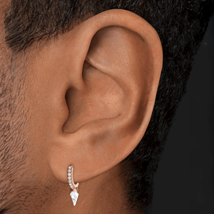 Silhouette Diamond Short Spike Eternity Hoop Earring