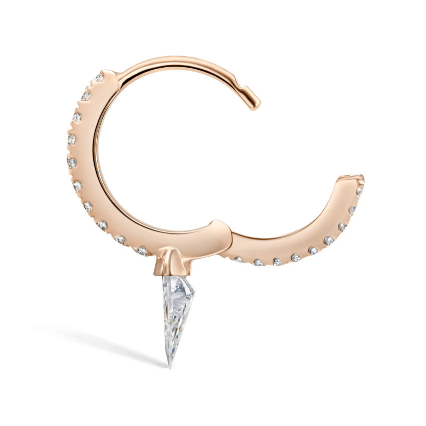 Silhouette Diamond Short Spike Eternity Hoop Earring