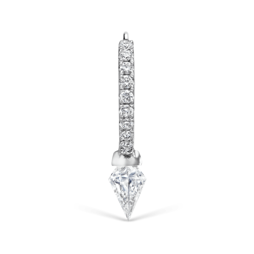 Silhouette Diamond Short Spike Eternity Hoop Earring