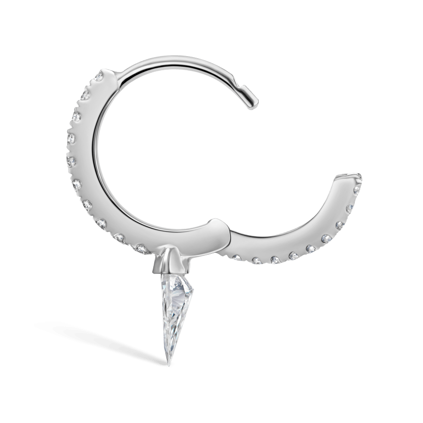 Silhouette Diamond Short Spike Eternity Hoop Earring