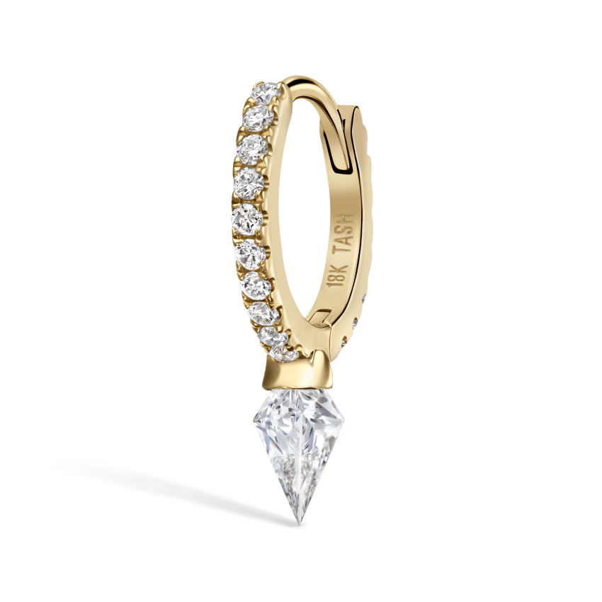 Silhouette Diamond Short Spike Eternity Hoop Earring