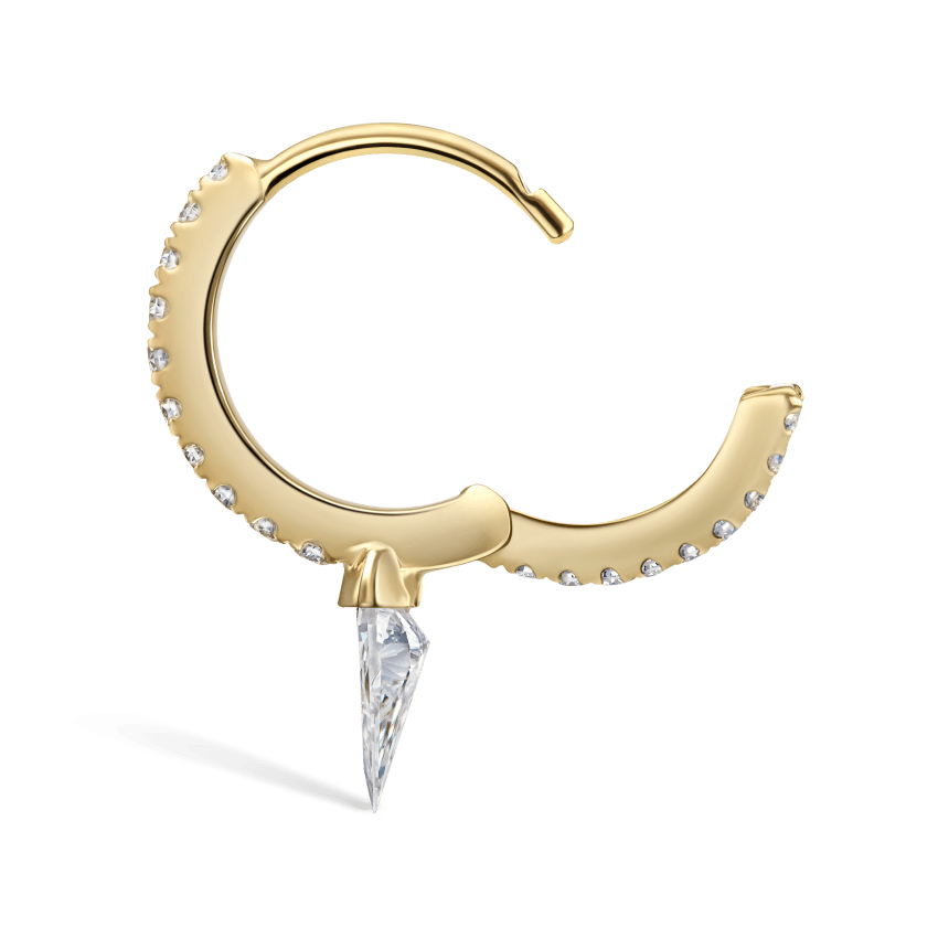 Silhouette Diamond Short Spike Eternity Hoop Earring
