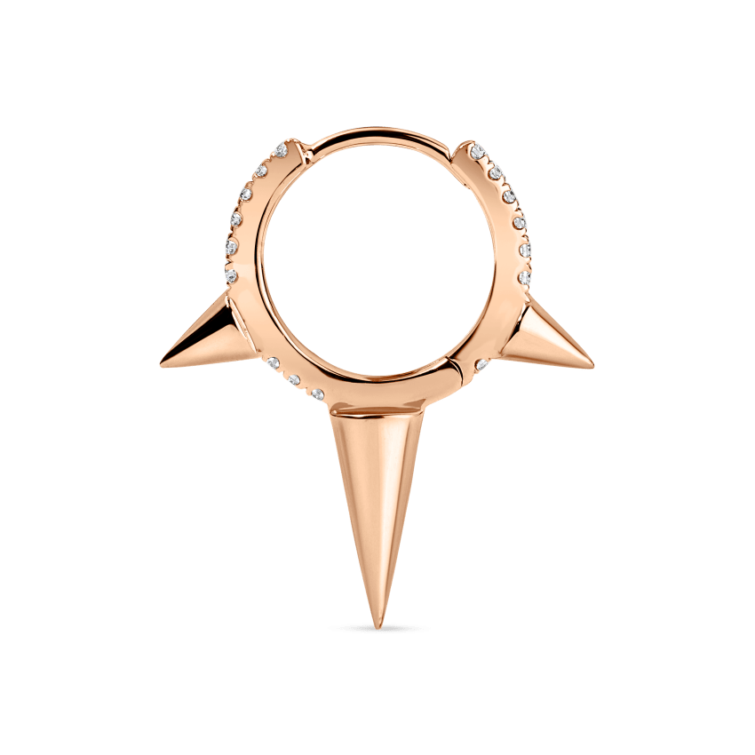 Triple Long Spike Diamond Eternity Hoop Earring