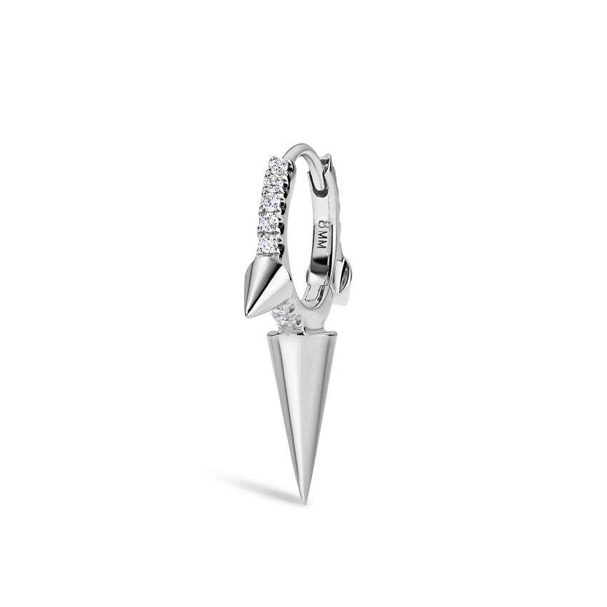 Triple Long Spike Diamond Eternity Hoop Earring