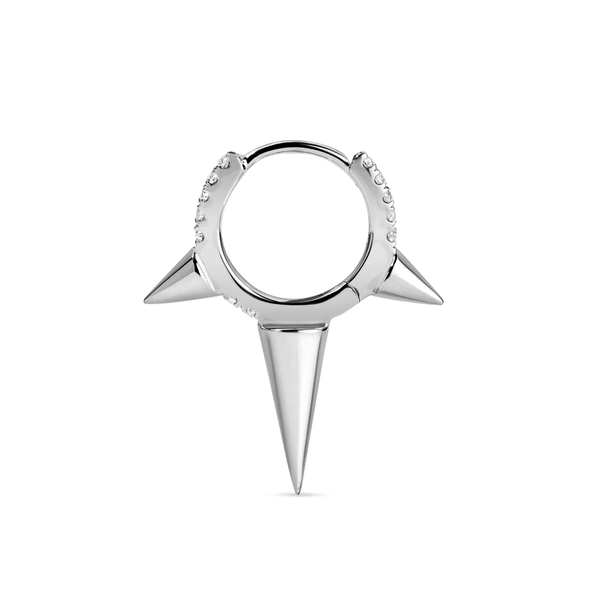 Triple Long Spike Diamond Eternity Hoop Earring