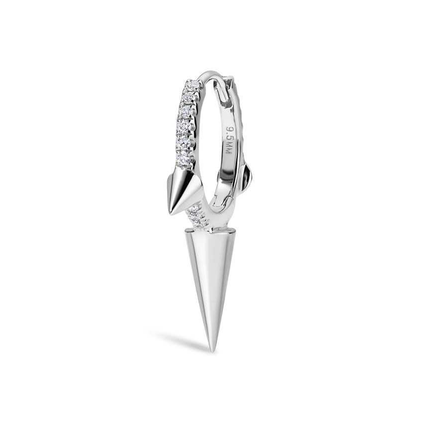 Triple Long Spike Diamond Eternity Hoop Earring