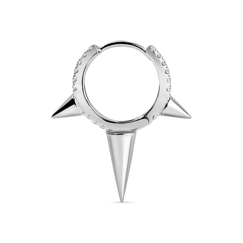 Triple Long Spike Diamond Eternity Hoop Earring