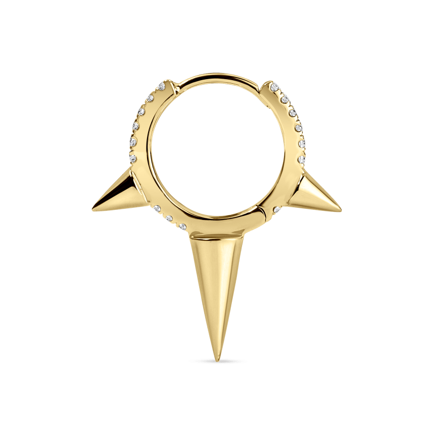 Triple Long Spike Diamond Eternity Hoop Earring