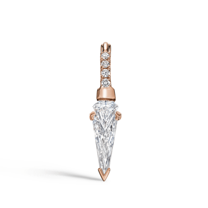 Silhouette Diamond Triple Long Spike Eternity Hoop Earring