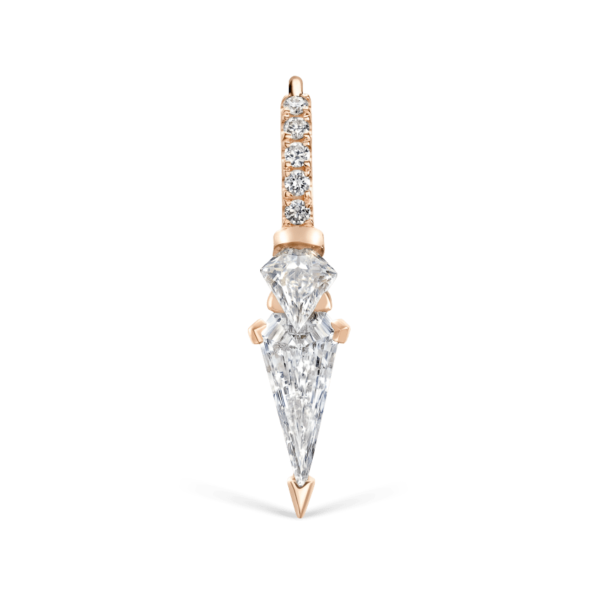 Silhouette Diamond Triple Long Spike Eternity Hoop Earring