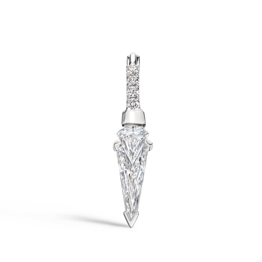 Silhouette Diamond Triple Long Spike Eternity Hoop Earring