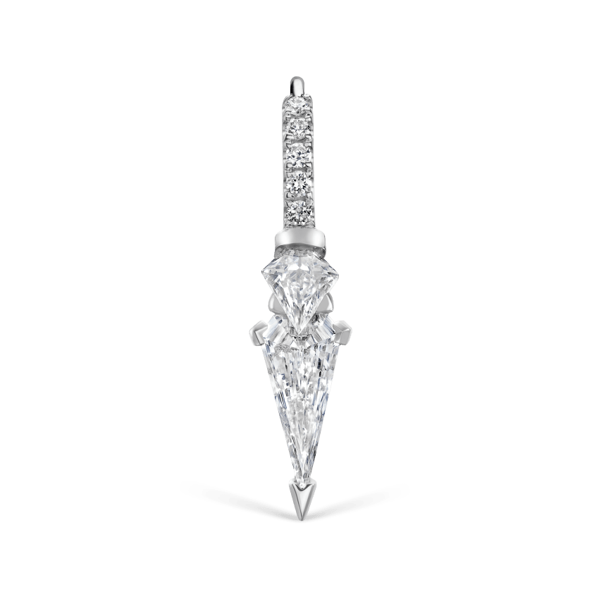 Silhouette Diamond Triple Long Spike Eternity Hoop Earring