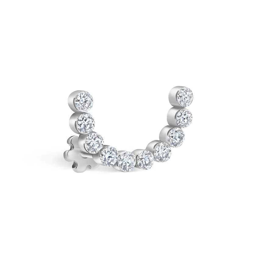 Invisible Set Diamond Demi Eternity Threaded Stud Earring With Titanium Backing