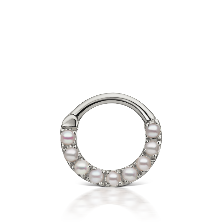 Pearl Horizontal Eternity Hoop Earring