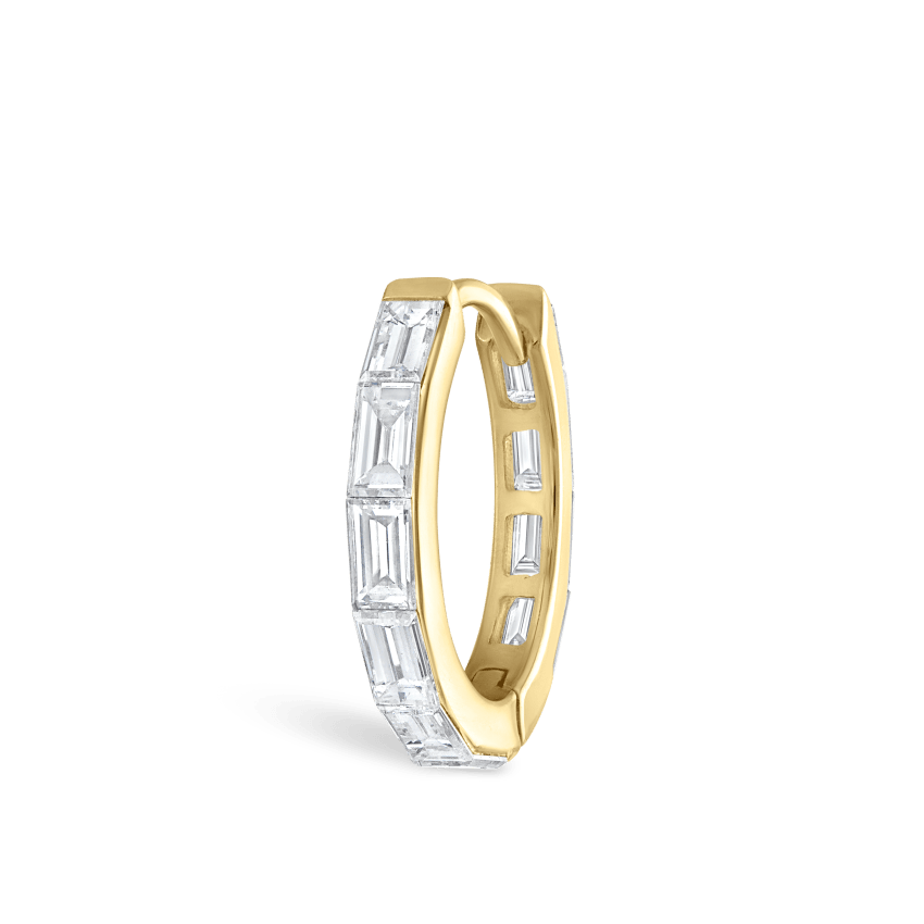 Invisible Set Baguette Diamond Eternity Hoop Earring