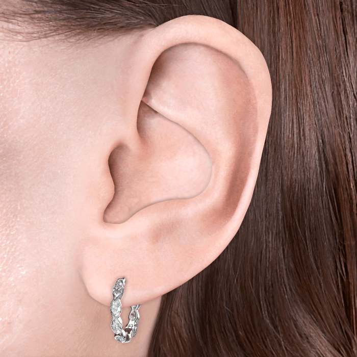 Invisible Set Diamond Marquise Eternity Hoop Earring
