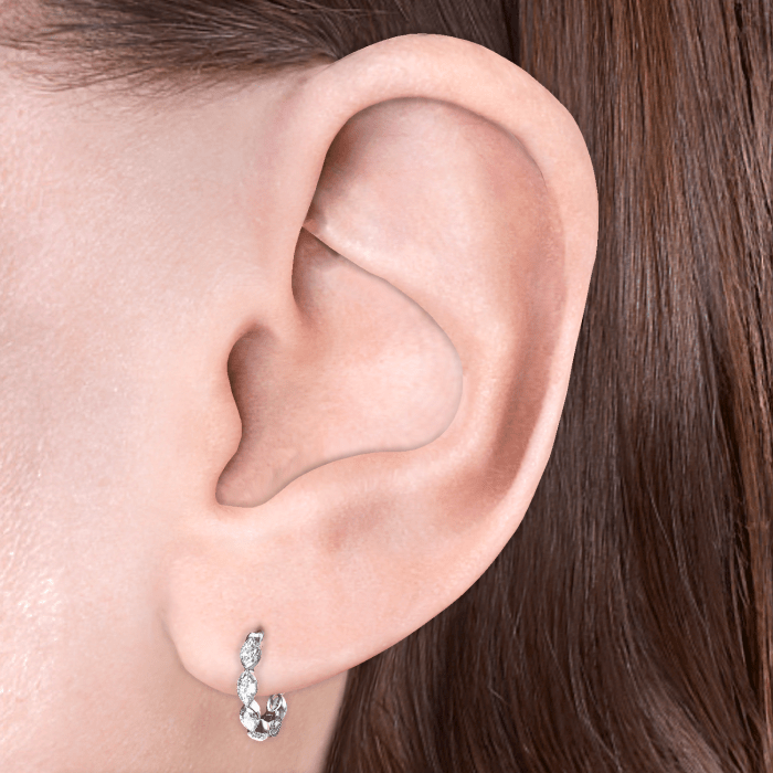 Invisible Set Diamond Marquise Eternity Hoop Earring