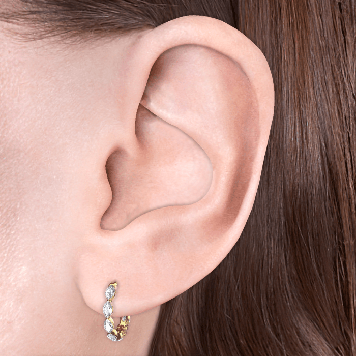 Invisible Set Diamond Marquise Eternity Hoop Earring
