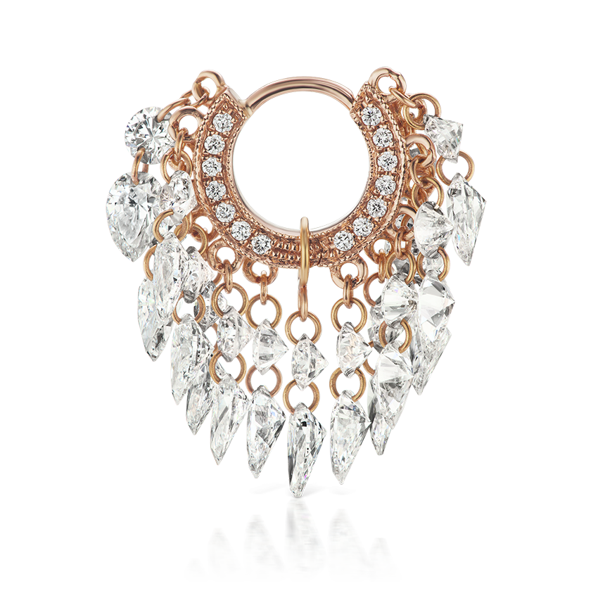 Floating Diamond Tassel Hoop Earring