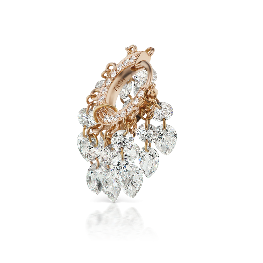 Floating Diamond Tassel Hoop Earring