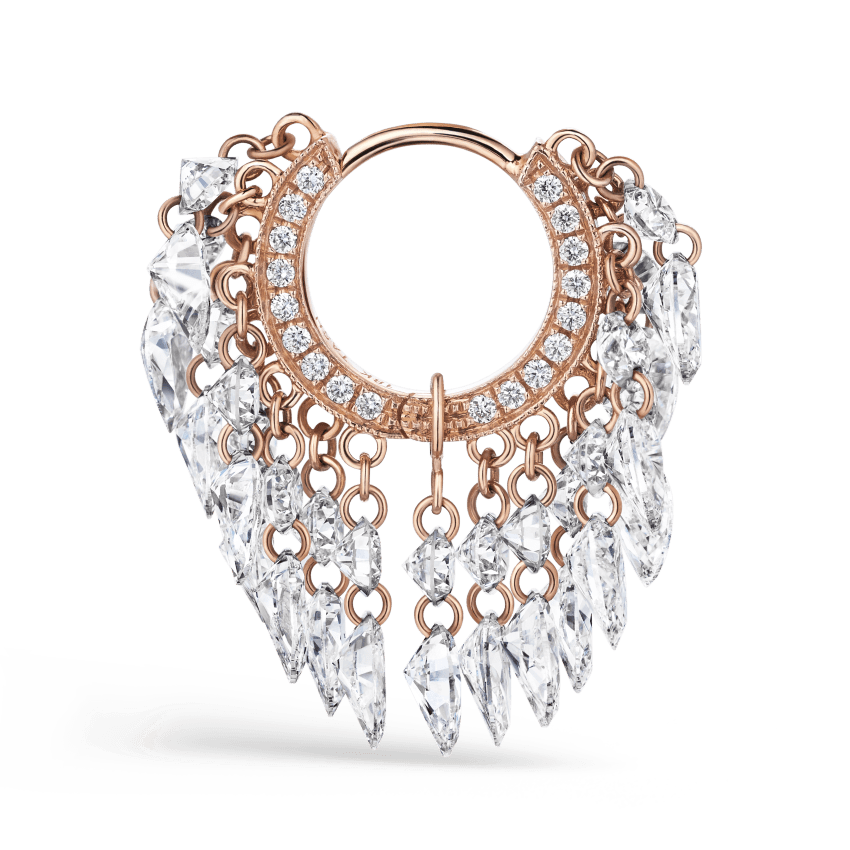 Floating Diamond Tassel Hoop Earring