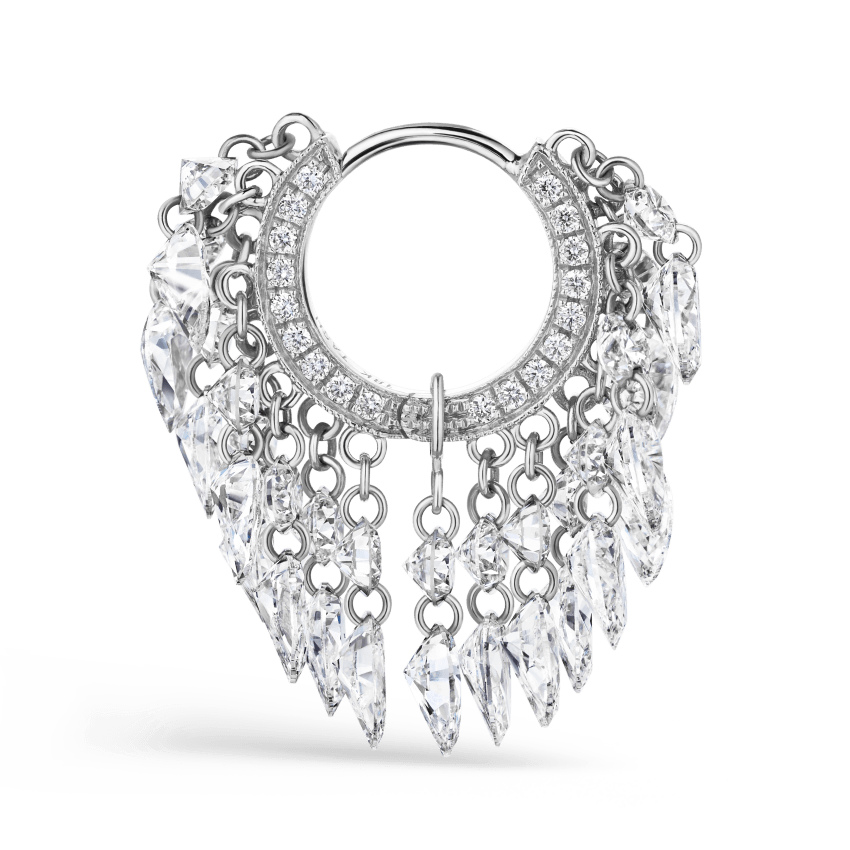 Floating Diamond Tassel Hoop Earring