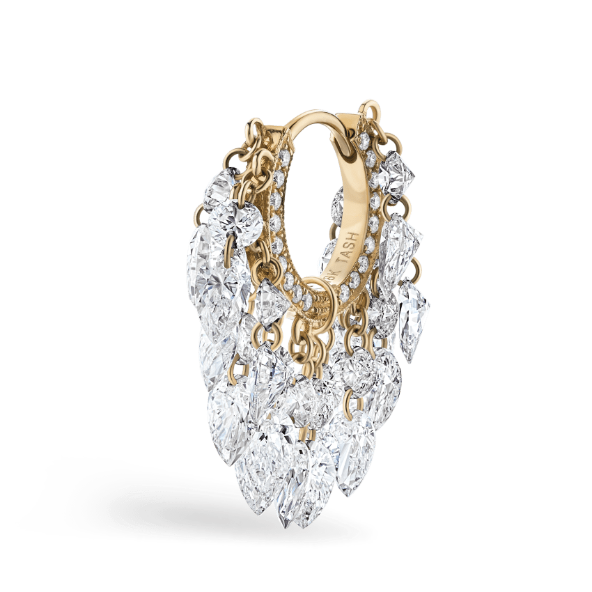 Floating Diamond Tassel Hoop Earring