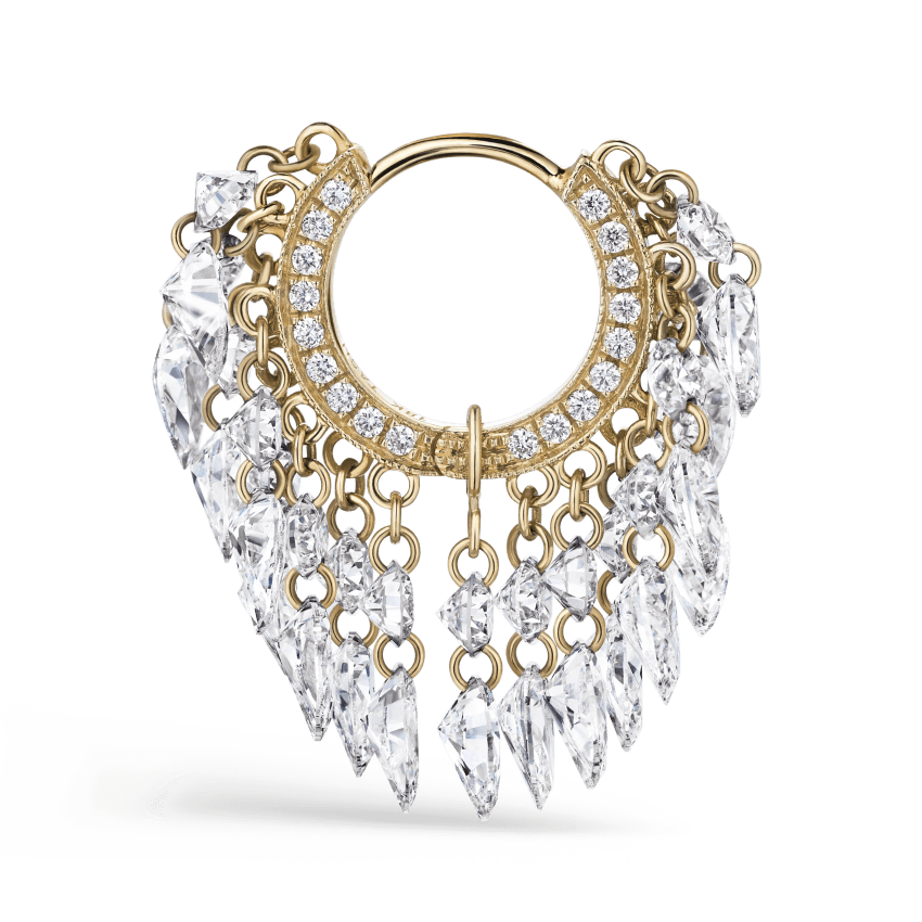 Floating Diamond Tassel Hoop Earring
