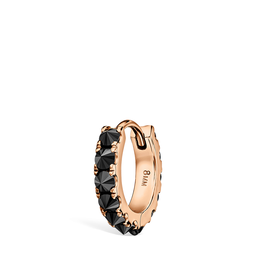 Reverse Set Black Diamond Eternity Hoop Earring