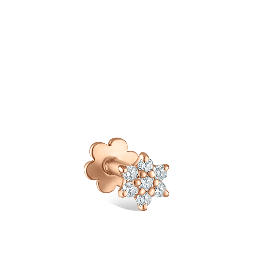 Diamond Flower Threaded Stud Earring