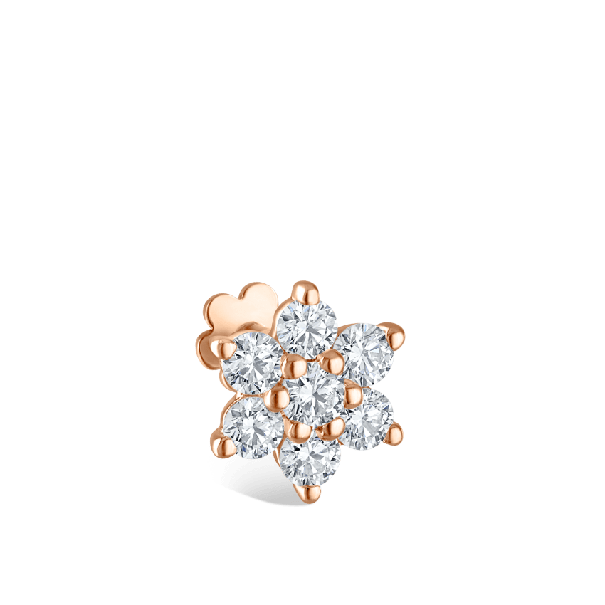Diamond Flower Threaded Stud Earring